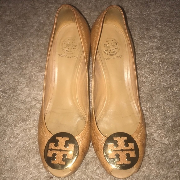 Tory Burch Shoes - Tory Burch brown peep toe wedges